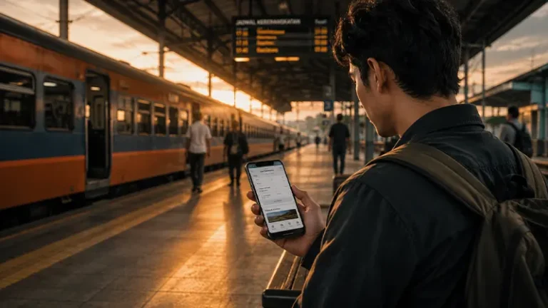 Panduan lengkap cara pesan tiket kereta api lokal lewat aplikasi di smartphone.