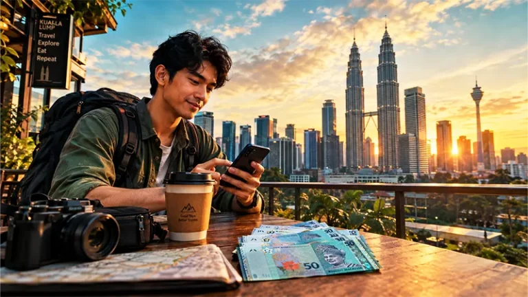 Traveler menghitung estimasi biaya liburan ke Malaysia